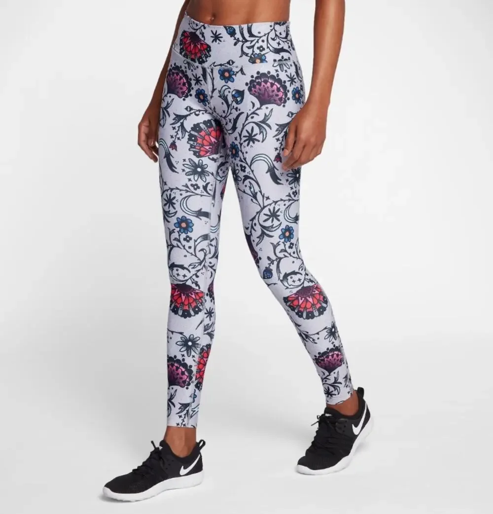 NIKE Dri-FIT Power Legend Tight Leggings High Waisted Floral Print Womens Size M